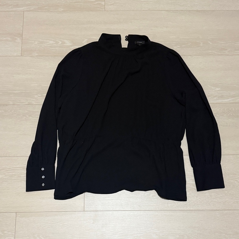 3/$10 Halogen Elegant Black High Neck Long Sleeve Blouse